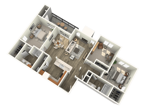 Floor plan for 3 beds, 2 baths, 1336 sqft